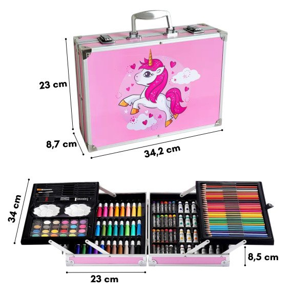 Woopie menų rinkinys dėžutėje su vašeliais ir dažais Unicorn
