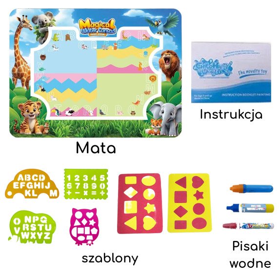 WOOPIE Safari Vandens Tapybos Kilimėlis Raidės ir Skaičiai