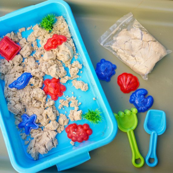 WOOPIE Kinetic Sand Magic vandeniui 18 dalų rinkinys su dėžute