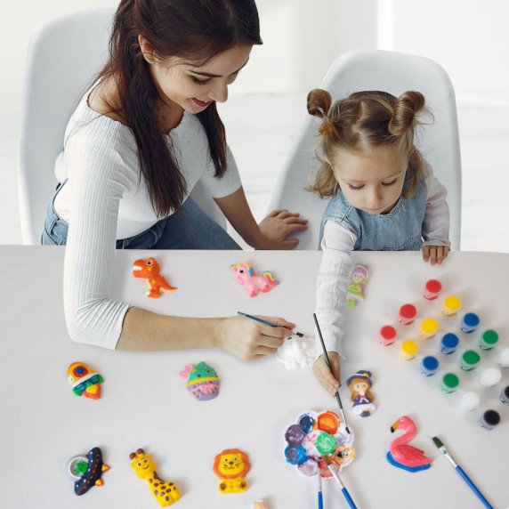 WOOPIE DIY tapybos rankų darbo rinkinys - Pagaminkite gipso liejinius ir nudažykite - Gyvūnų rinkinys