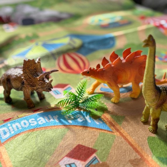 WOOPIE Dinozaurų figūrėlių rinkinys 16 vnt. + Kilimas + Skrynėlė