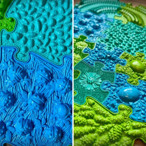 WOOPIE Jutiklinis Kilimėlis Ortopedinis Puzzle 11 Dalys - Mėlyna/Žalia