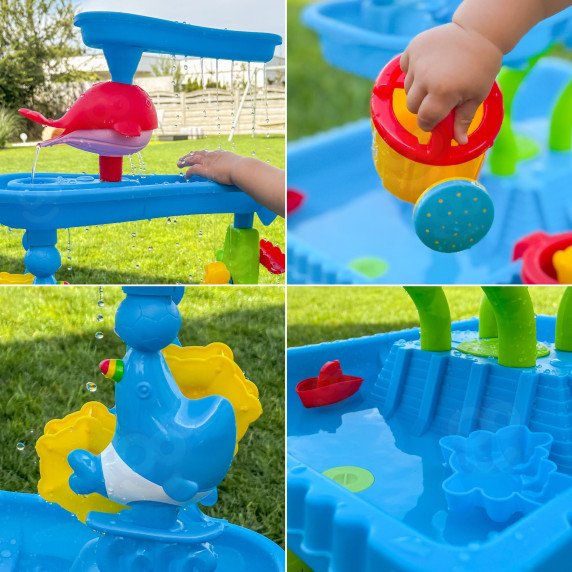 WOOPIE vandens staliukas 4 in 1 smėlio dėžė Vandens krioklys XL 4 lygio delfinas
