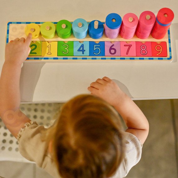 WOOPIE GREEN Montessori skaičiavimo ir spalvų mokymo dėlionė 56 vnt.