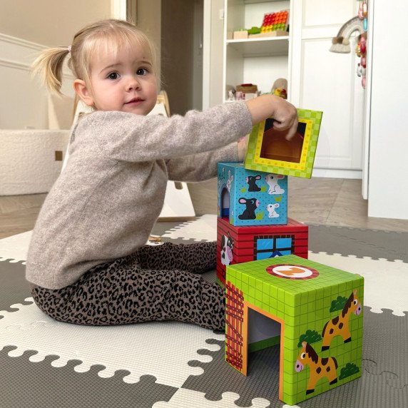 WOOPIE GREEN Ūkininkavimo dėžės kubas puzzle + figūrėlės 10 vnt.