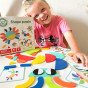 WOOPIE GREEN Medinis Montesori Gudravimo galvosūkis su 40 modelių atkūrimo galimybėmis 55 dalys FSC sertifikuotas
