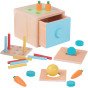 WOOPIE GREEN Medinis mokomasis stalčius 4-in-1 Montessori rūšiavimo morkų žaidimas FSC
