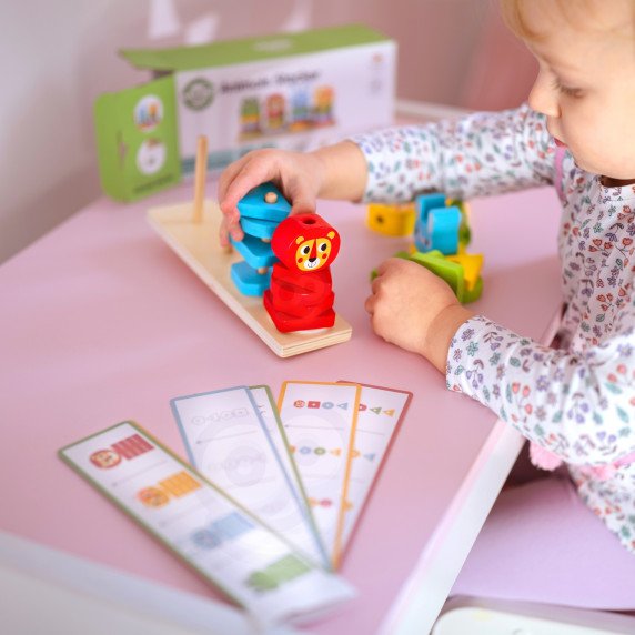 WOOPIE GREEN Montessori galvosūkių piramidės gyvūnai 27 vnt FSC