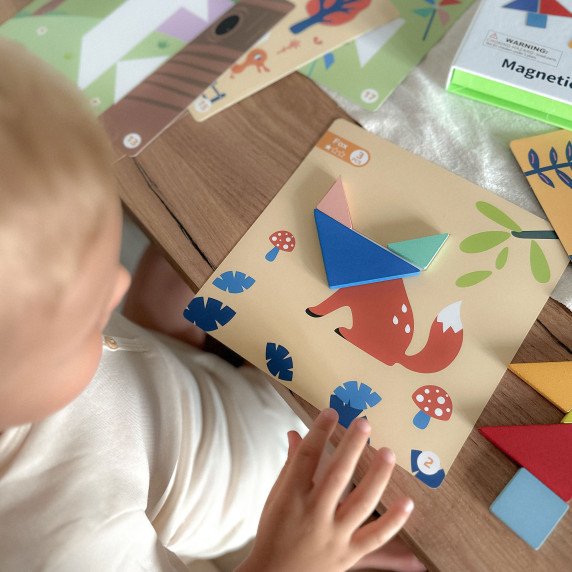 TOOKY TOY Tangram galvosūkis vaikams, mokantis figūrų formų formų 18 vnt.