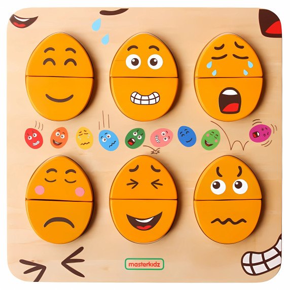 MASTERKIDZ Mediniai kiaušiniai emocijų mokymo lentelėje - Koks Humoras? Montessori