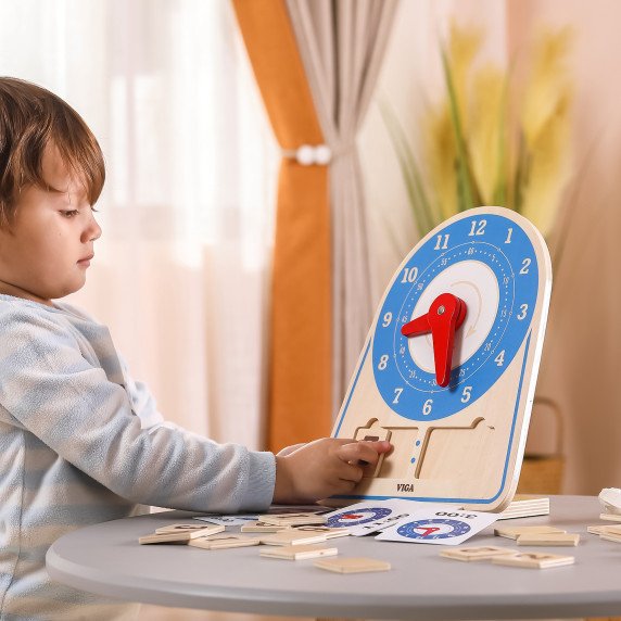 VIGA Medinis laikrodis Laiko mokymo laikrodis Montessori