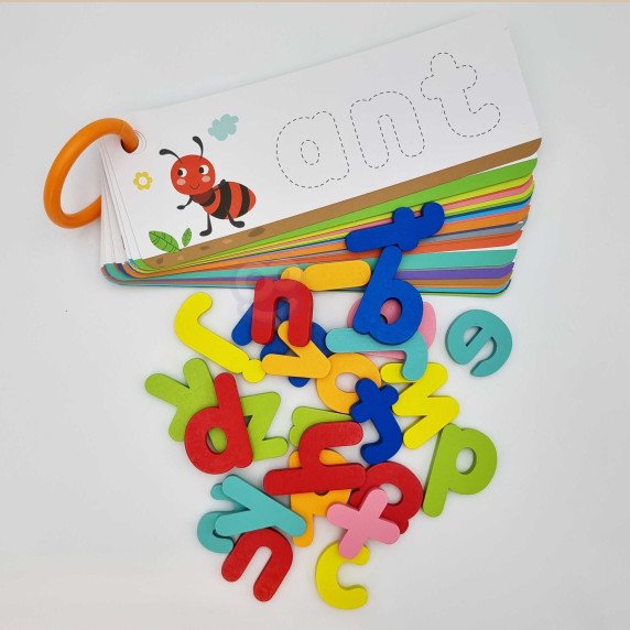TOOKY TOY Montessori abėcėlinis galvosūkis, mokymasis raidžių, žodžių, gyvūnų, 57 vnt.