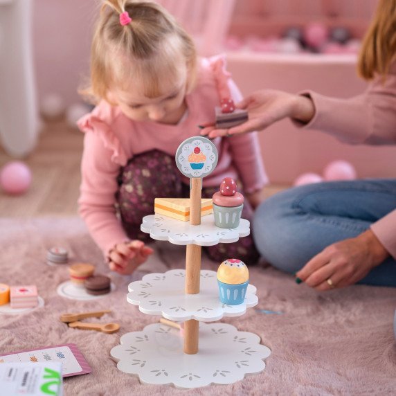 TOOKY TOY Saldainių lėkštė iš medžio stendo kupcakes pyragai