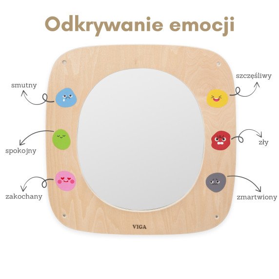 VIGA Medinis skydas su veidrodžiu ir emocijų simboliais
