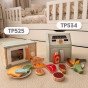 Medinis mikrobangų krosnis su maisto rinkiniu iš medžio TOOKY TOY