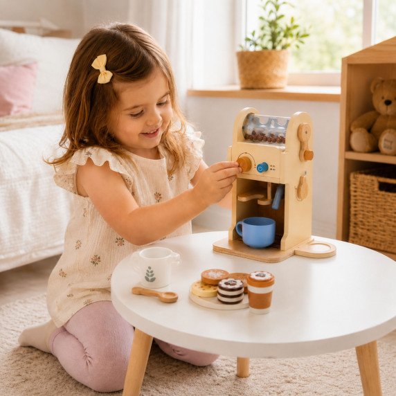TOOKY TOY Medinis kavinės rinkinys - Baristo ekspreso aparatas