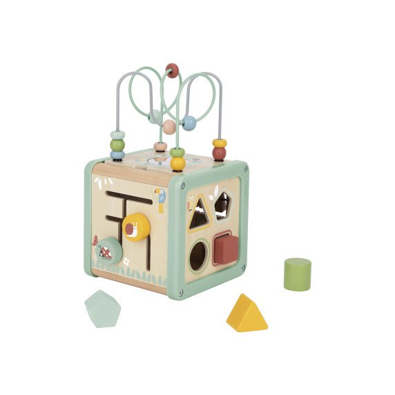 TOOKY TOY Medinis veiklos kubas su rūšiavimo labirintu