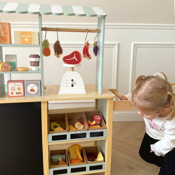 TOOKY TOY Produktų parduotuvės stalas Iš medžio Orkaitė Svarstyklių Kortelių skaitytuvas