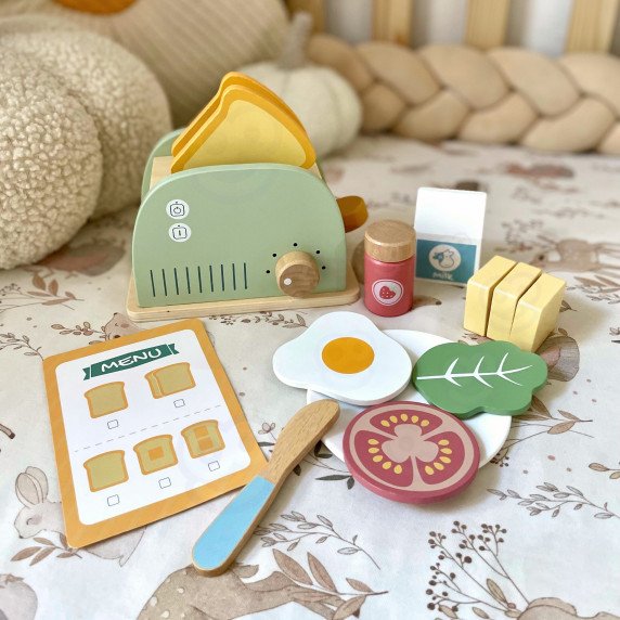 TOOKY TOY Medinis Tosteris Pastelinis Pusryčių Rinkinys