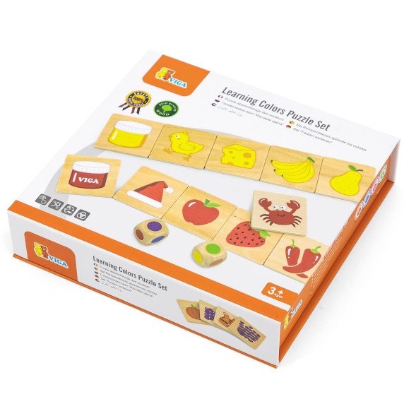 VIGA Edukacinis Medinis Puzzle Rūšiavimo, Keitimo Spalvų Ir Formų 38 Dalys Montessori