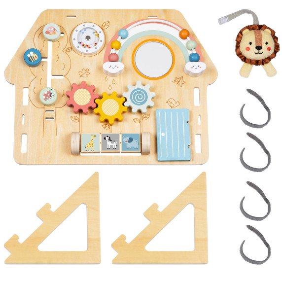 TOOKY TOY Didelė medinė manipuliavimo lentos namas - Veiklos centras
