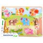 TOOKY TOY Mediniai Montesori gyvūnų iššūkiai su atitinkamais smeigtukais
