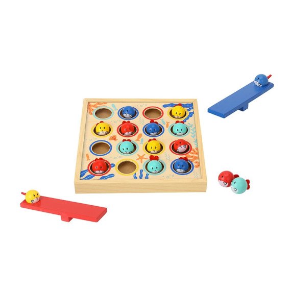 TOOKY TOY Žaidimas vaikams Medinis stalas Skrendančios žuvys 19 vnt.