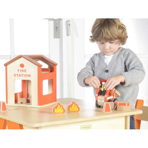 MASTERKIDZ mini Pajęgos stoties medinis rinkinys