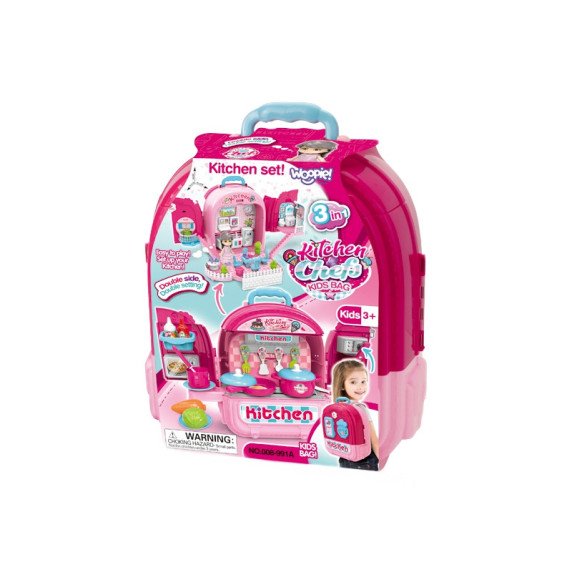 WOOPIE 3-in-1 Lėlių namai Nešiojama virtuvė kuprine