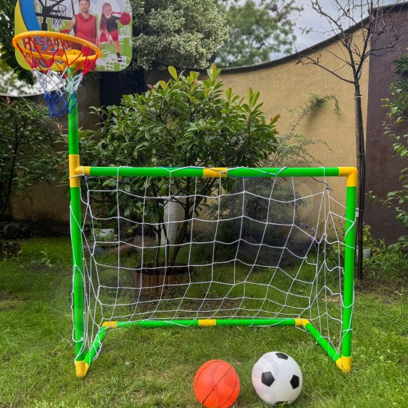 WOOPIE 2-in-1 Krepšinio Rinkinys: Futbolo Vartininkas + Krepšinio Kamuolys