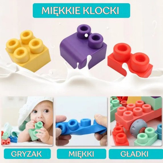 WOOPIE Minkštos statybinės dėžutės Pasteliniai gyvūnai 86 vnt.