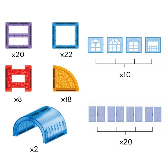 WOOPIE Magnetinės Statybinės Blokės 3D Mokomasis Rinkinys Pilis 100 vnt.