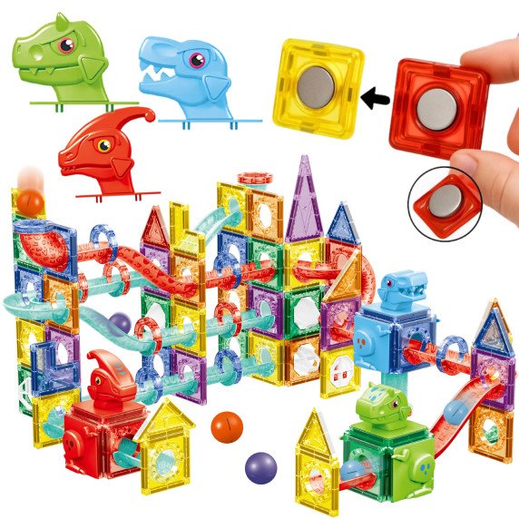 WOOPIE Magnetiniai statybiniai blokai 3D mokomas rinkinys kamuolių trasei 170 vnt.