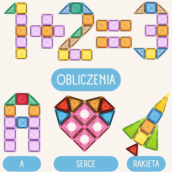 WOOPIE Magnetiniai Statybiniai Blokai 3D Edukacinis Rinkinys Pilis Transporto Priemonės 110 vnt.