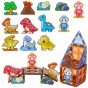 WOOPIE Magnetiniai Konstrukciniai Blokai Šviečiantis 3D Dinozaurų Parkas 124vnt.