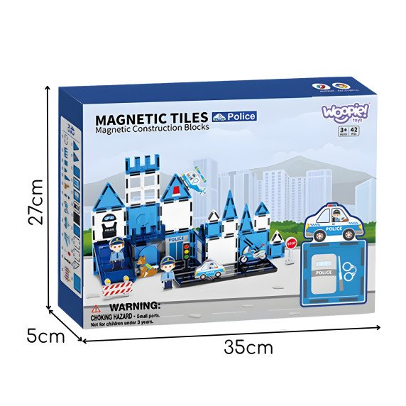 WOOPIE Magnetiniai Kubai 3D Policijos Stoties Rinkinys 42 vnt.