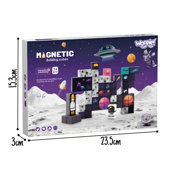WOOPIE Magnetiniai konstravimo kubai „Cosmos“ 74 vnt.