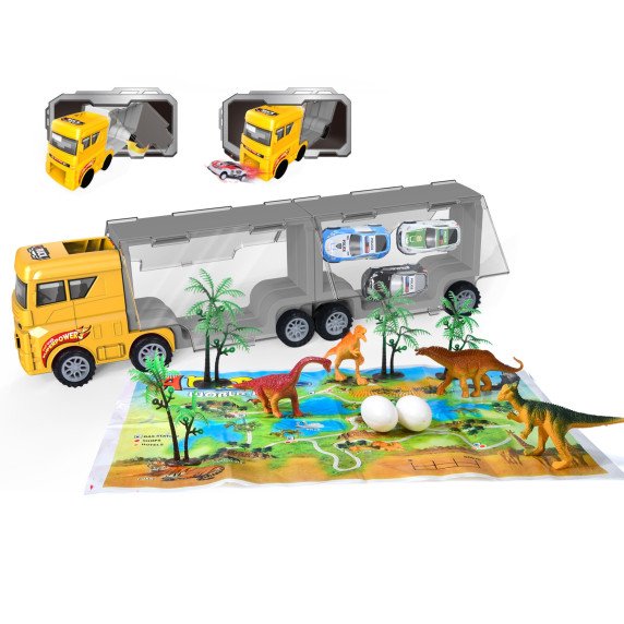 WOOPIE Transporto priemonė su sunkvežimiu 2 1 Dinozaurų rinkinys + modelis.