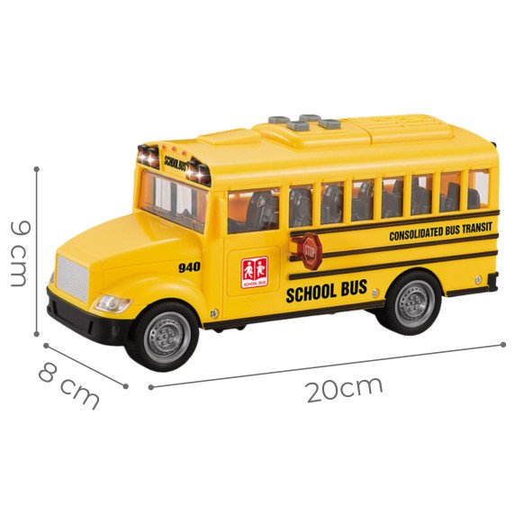 WOOPIE interaktyvus elektrinis mokyklinis autobusas 1:20 su šviesa ir garsu, dovana