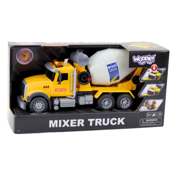 WOOPIE Cement Mixer Truck su besisukančiu būduku, šviesomis ir garsais, geltona