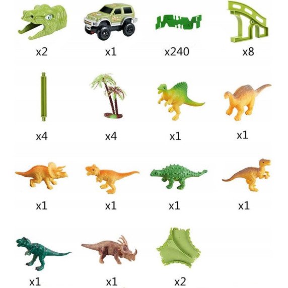 WOOPIE XXL Dinozaurų automobilių trasa 240 vnt.