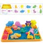 WOOPIE Kinetic Sand 1.2 kg XL ZOO stalas su formomis rinkinys