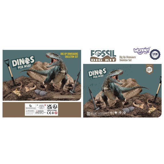 WOOPIE Kasinėjimas 6 viename dinozaurų skeletas Mažas archeologas 6 vnt.