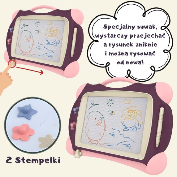 WOOPIE Magnetinis Spalvotas Markeris Ant Lento + 2 Purpurinių Antspaudų