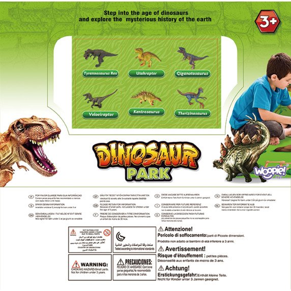 WOOPIE Dinozaurų parko rinkinys žaislai + kilimėlis ir aksesuarai 23 vnt.