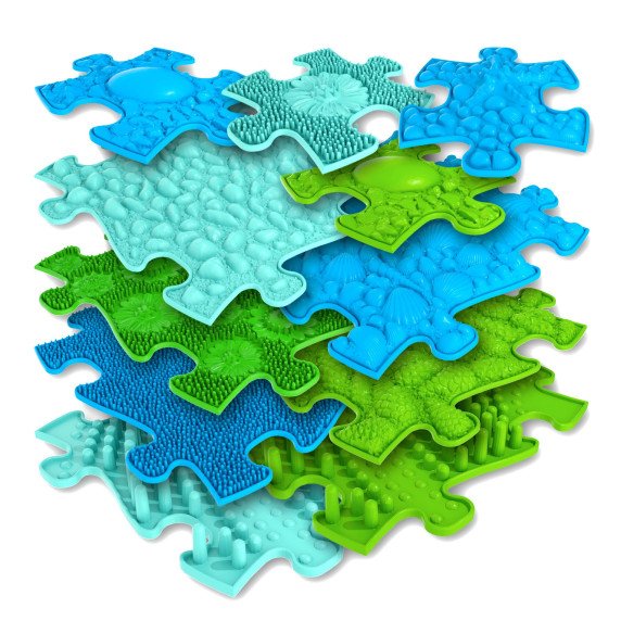 WOOPIE Jutiklinis Kilimėlis Ortopedinis Puzzle 11 Dalys - Mėlyna/Žalia