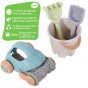 WOOPIE GREEN Smėlio žaidimų rinkinys su kibiru ir mašina, 10 vnt. BIODEGRADUOTINIS ORGANINIS MEDŽIAGAS