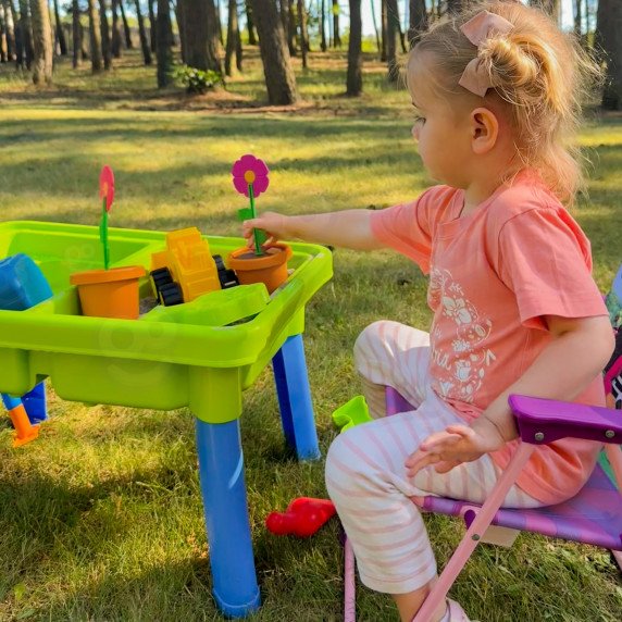 WOOPIE Vandens staliukas 2in1 Smėlio dėžė 13 priedų.