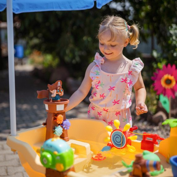 WOOPIE 2-in-1 vandens lenta, piratų laivo santechnė su XL skėčiu ir burbulo aparatu