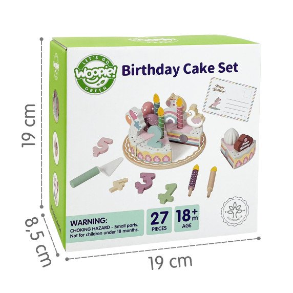 WOOPIE GREEN Medinis gimtadienio tortas pjaustymui su velkru 27 vnt.